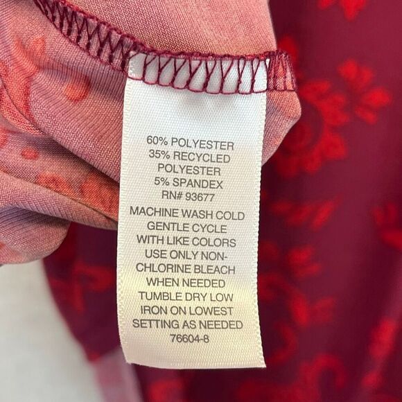 NWT LIZ CLAIBORNE Women’s Career Blouse 3X Magenta Scroll Long Sleeve Stretch - Picture 14 of 15